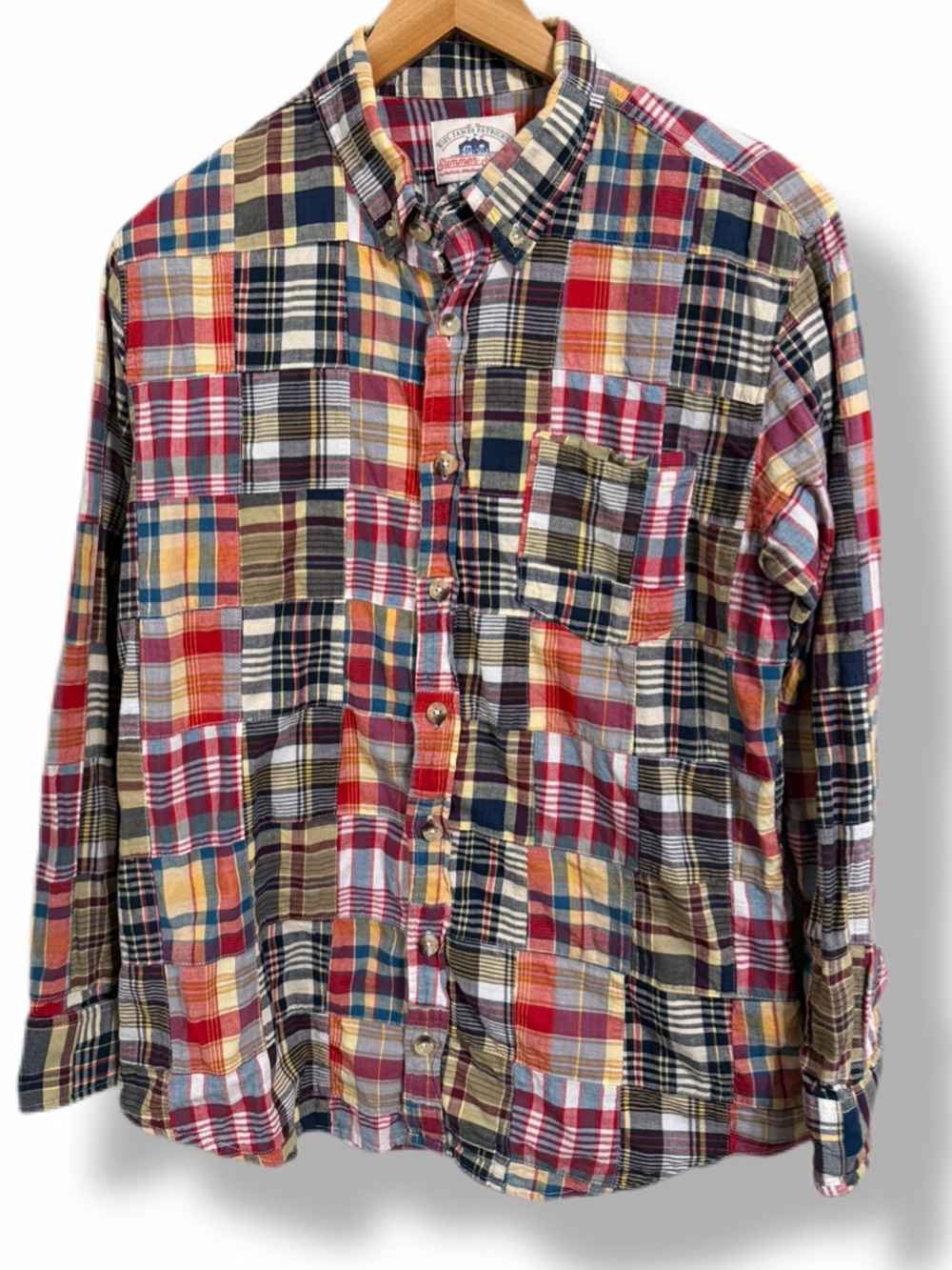 Kiel James Patrick Summer Soirée Indian Madras Patchwork Shirt Men’s L